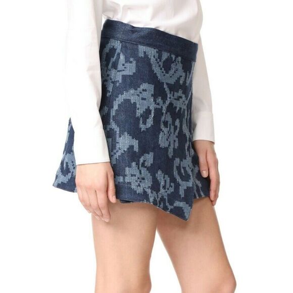 Rag & Bone Marina Textured Blue Indigo‎ Wrap Denim Mini Skirt Size 6 - Picture 2 of 13